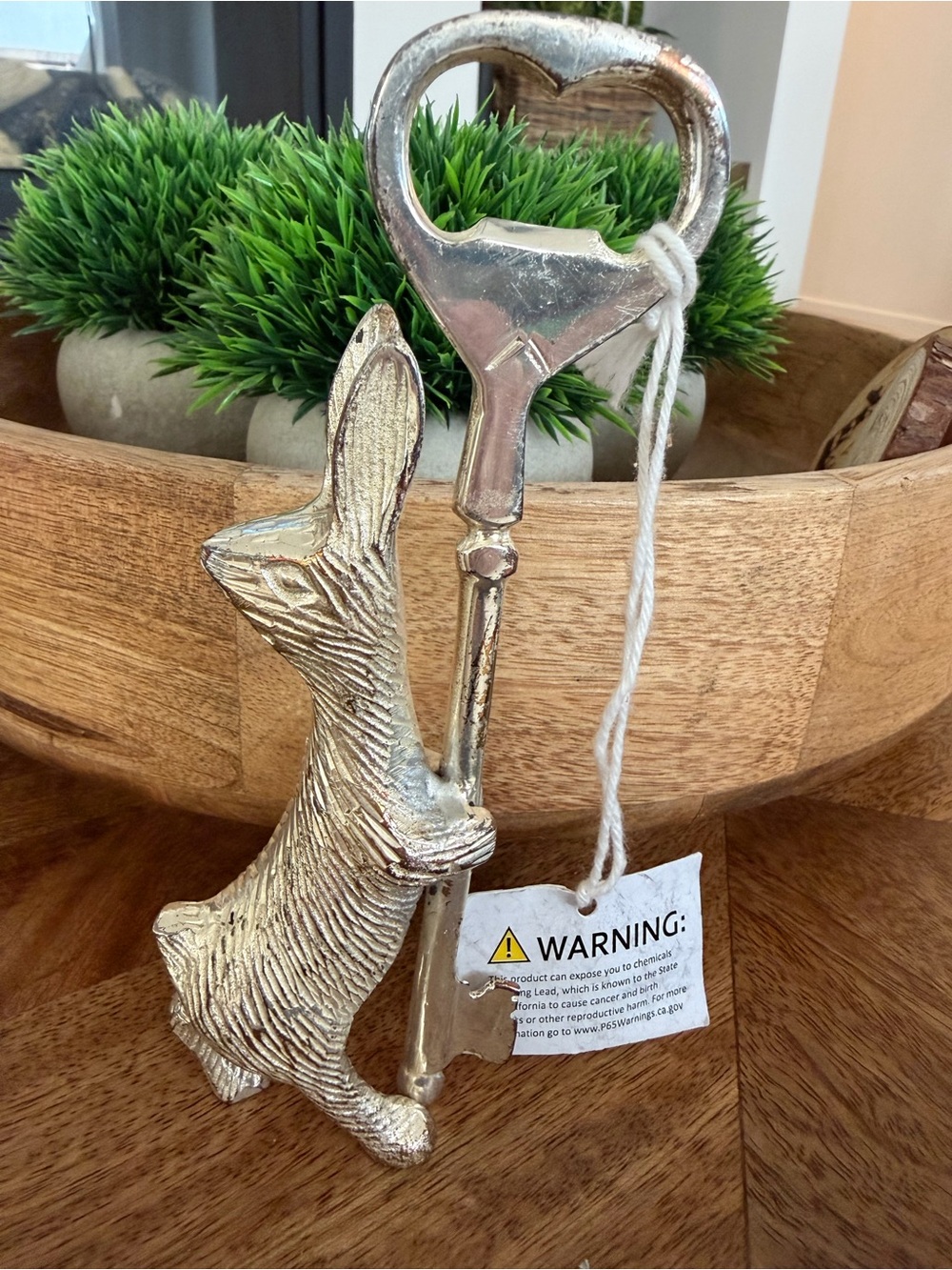 Anthropologie Hop To It Bunny Holding Key Bottle Opener Silver Finish